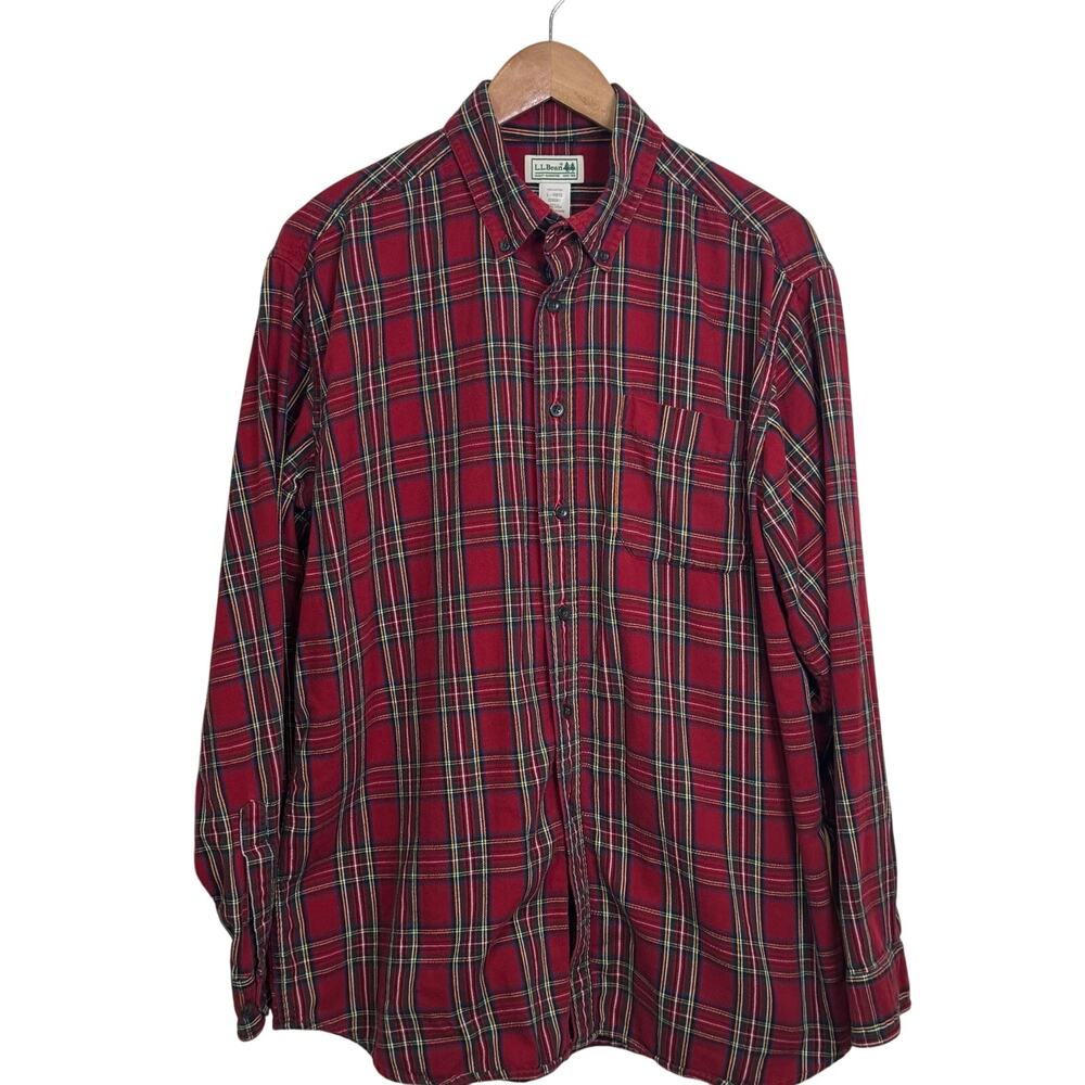 L.L. Bean Size Large Men's Traditional Fit Scotch Tartan Plaid Flannel Shirt